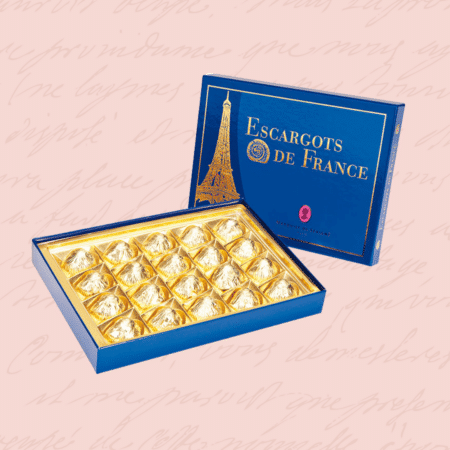 coffret cadeau escargots chocolat ouvert etagere